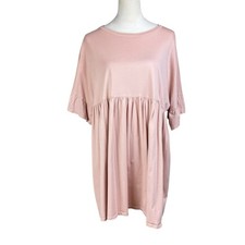 ASOS 6 Blush Peach Pink 100% Cotton Short Sleeve Oversized Mini Babydoll Dress