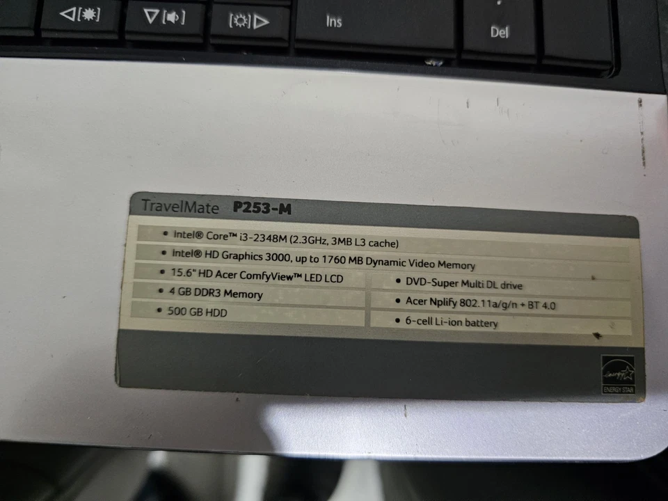 J239 Acer TMP253 Laptop i3 3rd Gen 4Gb Ram 128Gb Ssd wifi 15.6 Windows 10 - Image 4 of 4