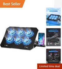 High-Performance Laptop Cooling Pad with 6 Fans, Stylish Blue Lights  USB Ports