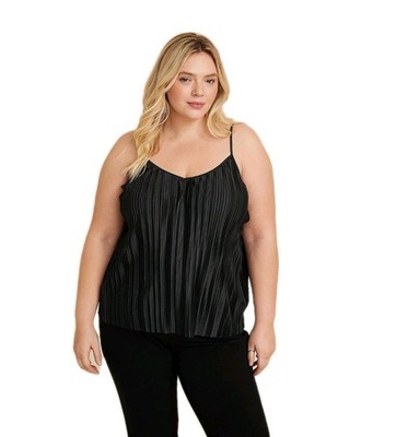 Maurices Plisse Swing Cami Women s 3X Black Pleated Spaghetti Strap Tank