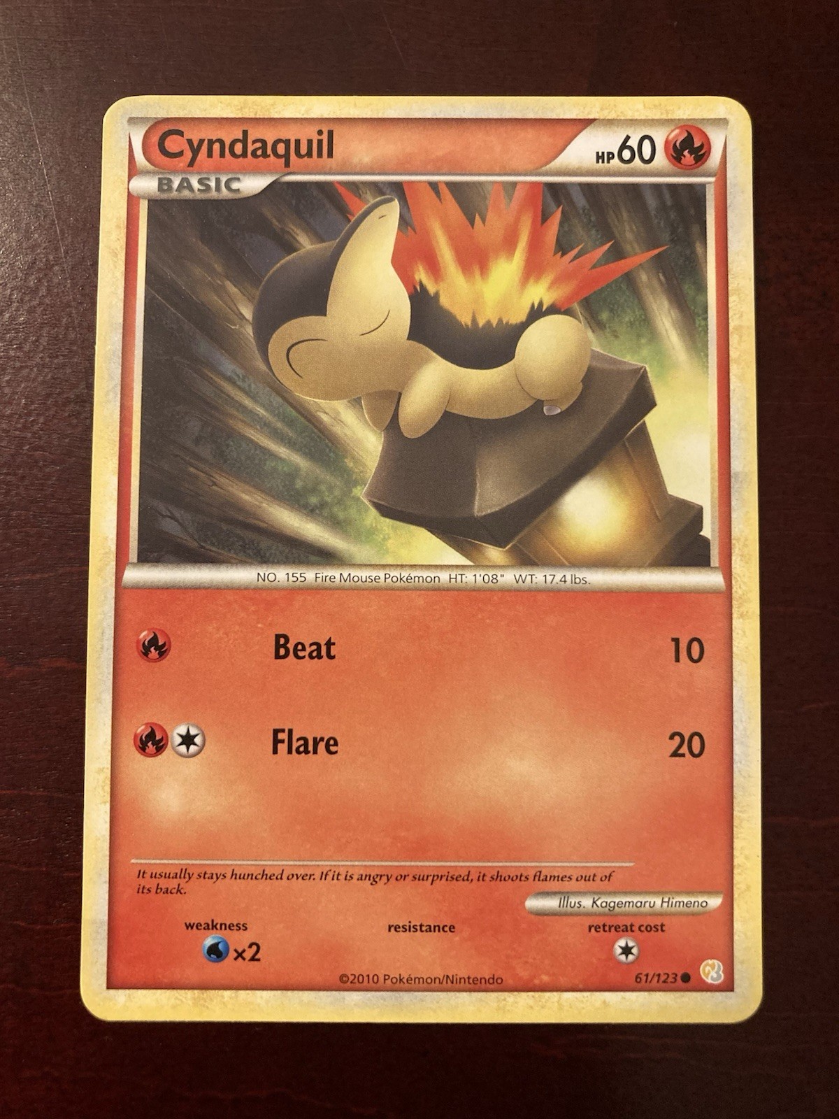 Cyndaquil 61/123 HeartGold & SoulSilver Base Set Common 2010 Pokemon TCG Card