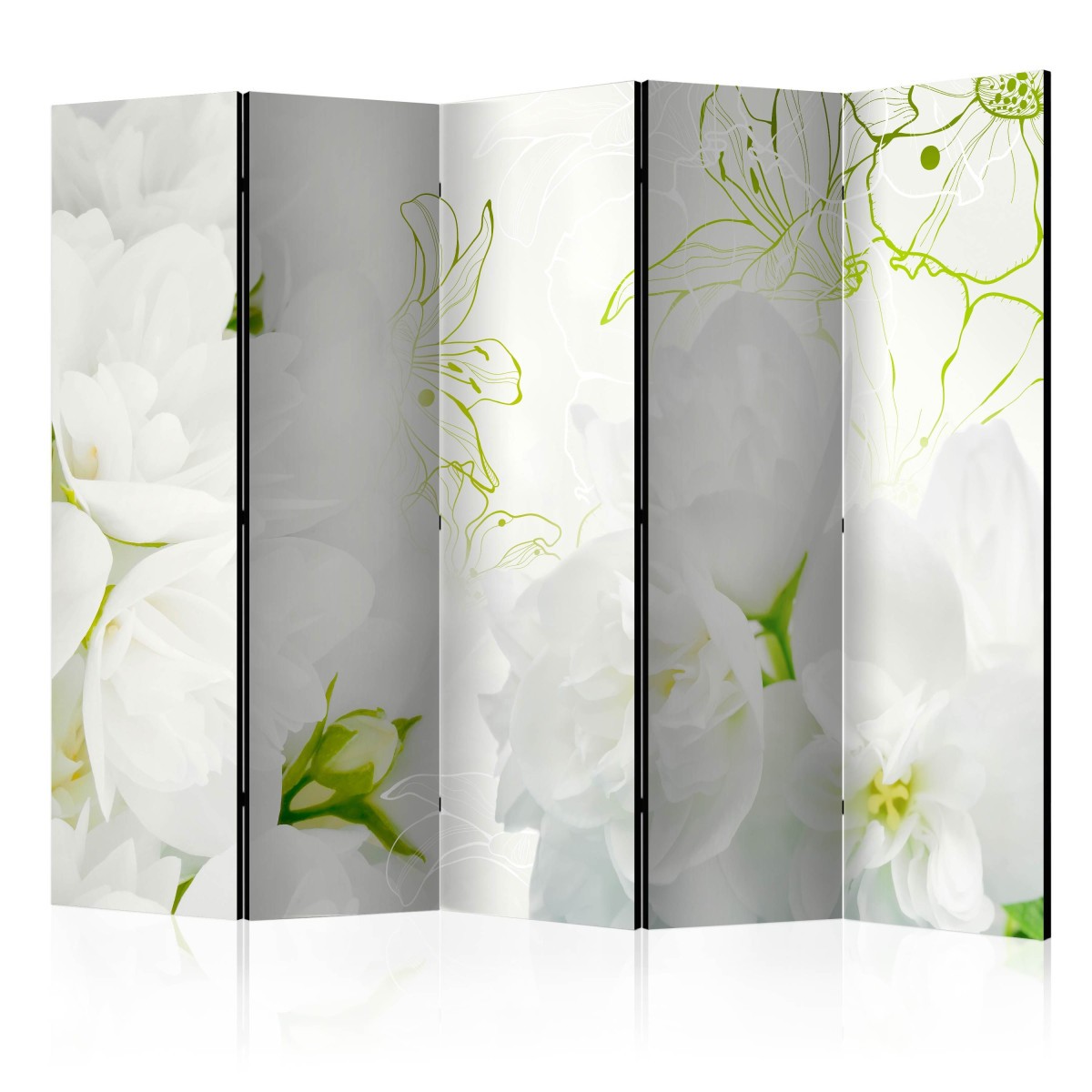 Paravent 5 volets Jasmine 172x225cm en bois sculpté aux finitions artisanales