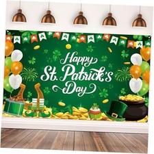 St. Patrick's Day Backdrop, Polyester, 72.8 x 43.3 Inch, Lucky Coins Shamrock
