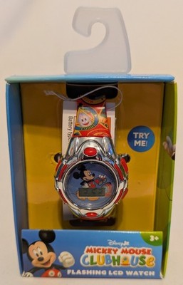 Disney Mickey Mouse Children's Unisex Flashing Dial LCD Wristwatch with Silicone
