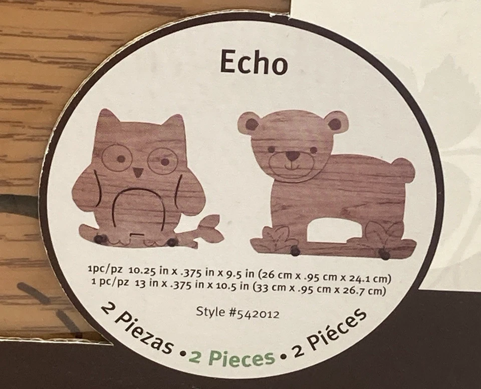 Juego de 2 clavijas de decoración de pared para guardería de corderos e hiedra colgadores búho y oso de peluche Foto 2 de 4