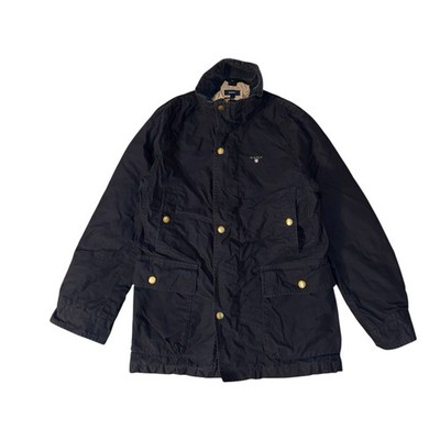 Gant Parka Coat Mens Small Navy Brooklyn Vested Jacket Corduroy Collar Outdoor