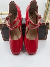 Retro 40s Style Pumps Heel Double Strap Round Toe Red Idifu Sz 6
