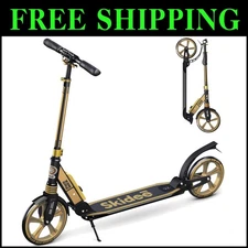 Black & Gold Foldable Scooter with Anti-Shock Suspension - Perfect for All Ages