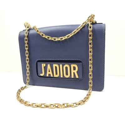 Christian Dior J'Adior Calfskin Chain Flap Bag Navy Blue Gold