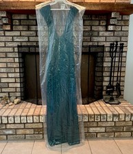 New Vtg Petra Lingerie Cross-Back Nightgown XL Maxi Green Lace Satin Stripe