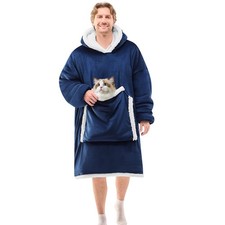 Oversized Cat Lovers Hoodie Blanket for Adults - Cozy Sherpa Fleece Gift