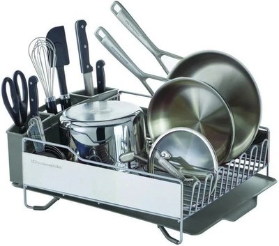 KitchenAid Large Capacity Full Size Rust Resistant Dish Rack with Angled Drain B