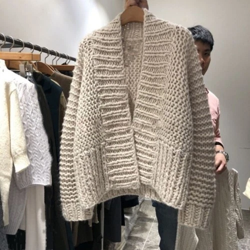 Damen Pullover Strickjacken Oberbekleidung Strick Grobstrick Locker Oversize Mantel Neu - Bild 7 von 7
