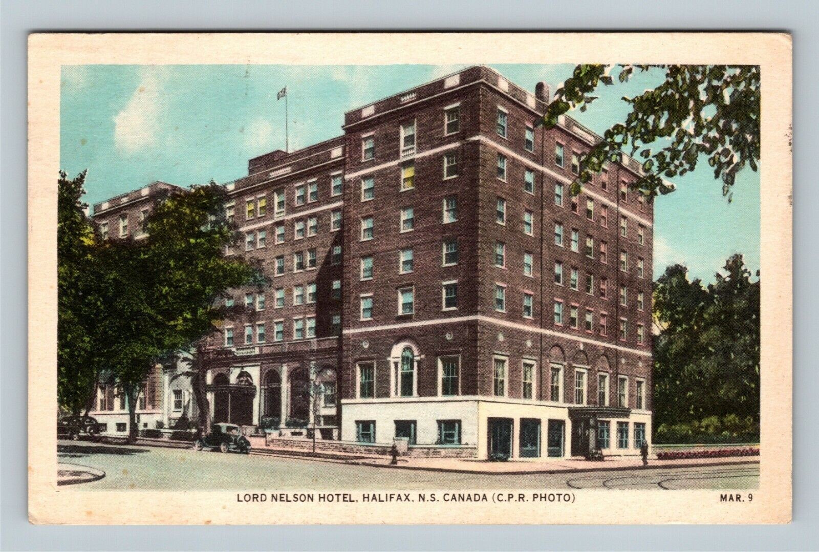 Vintage 1952 Lord Nelson Hotel Halifax Nova Scotia Canada Flag Postcard