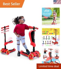 3-Wheeled Scooter for Kids - Wheel LED Lights, Adjustable Lean-to-Steer Handl...