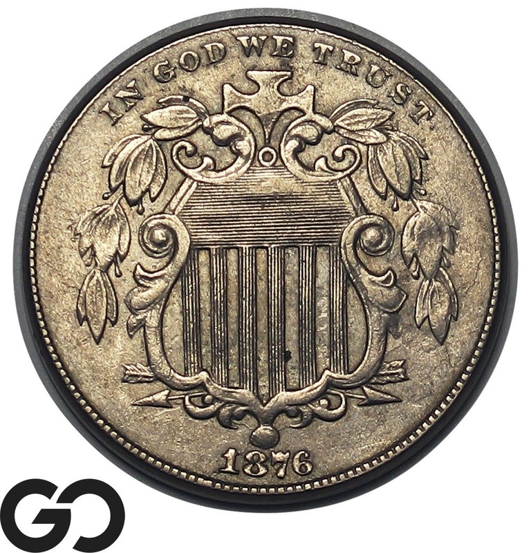 1876 Shield Nickel, Nice Original Luster, Choice XF+