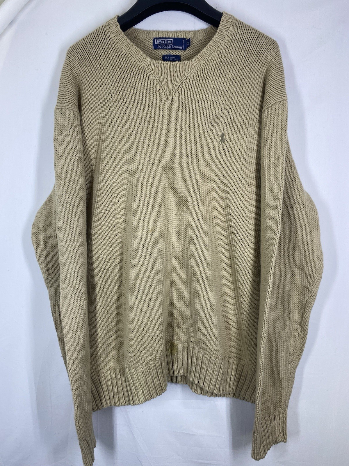 Polo Ralph Lauren maglione uomo XL misto lino pescatore maglia grossa  pullover vintage