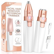 Eyebrow Trimmer  Facial Hair Removal for Women: 2-in-1 Rechargeable Face Sha...
