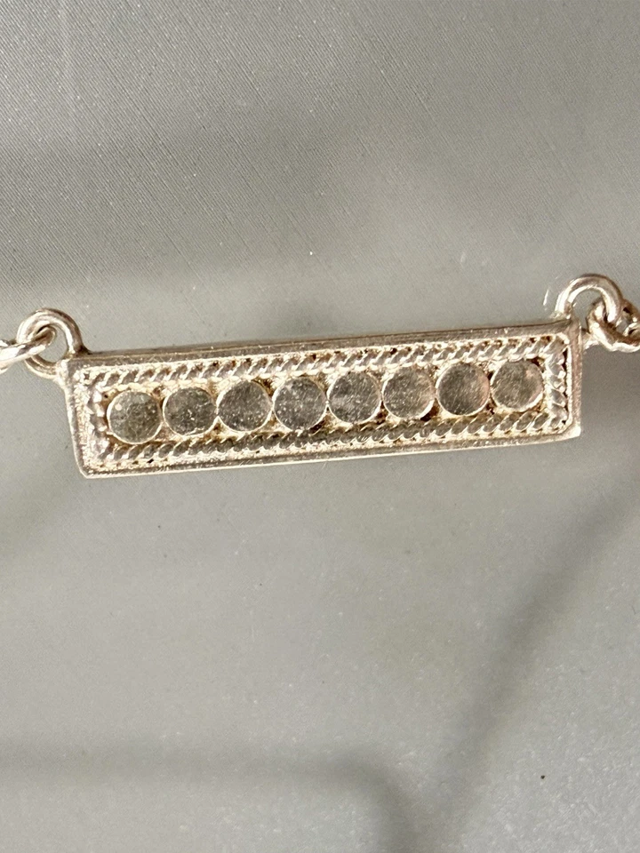 "Collar colgante barra Gili tono plata esterlina 925 y oro amarillo 16"" ANNA BECK" Foto 4 de 4