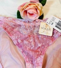 VOGUE Dessous VINTAGE PINK CHANTILLY LACE Panties Panty Sz Large