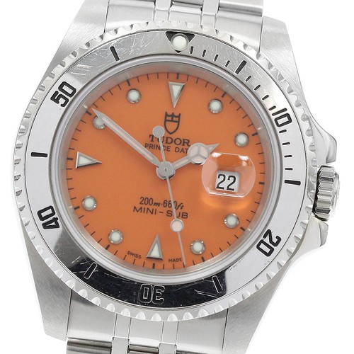 TUDOR Prince Date Mini Sub 73190 Orange Dial Automatic Boy's W...
