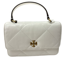 Tory Burch Mini Kira Diamond Quilt Top-Handle Crossbody in White New With Tags