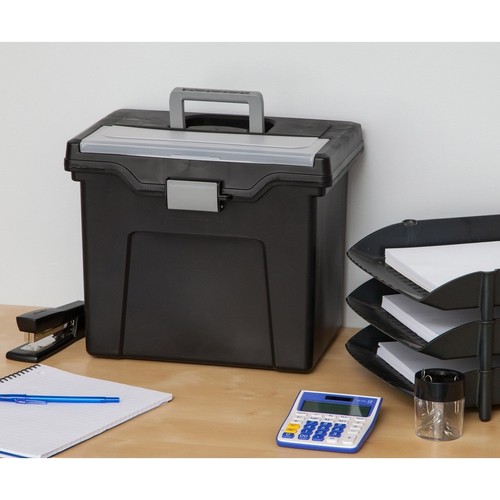 Caja de archivos de cartas portátil con tapa organizadora documentos suministros de oficina almacenamiento nuevo - Imagen 3 de 9