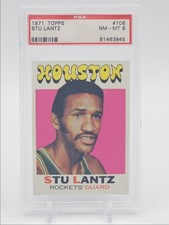 STU LANTZ 1971-72 TOPPS BASKETBALL DOUBLE PRINT ROCKETS #108 PSA 8 Q7113