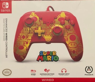 New SUPER MARIO Nintendo Switch Enhanced Wired Controller Red/Gold FREE S/H