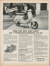 1964 Vescony Vespa Motor Cycle Vintage Print Ad Scooter Bike Boston Mass USA