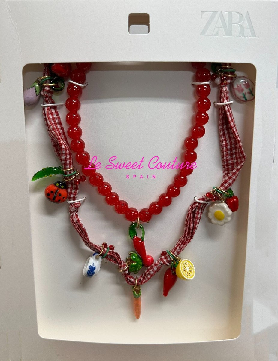 ZARA WOMAN NWT SS25 PACK OF 2 ROPE NECKLACES WITH FRUIT 4548