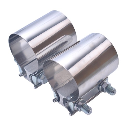 2x 2.5 Inch Butt Joint Exhaust Band Clamp Sleeve Stainless Steel Exhaust Clamp O - Foto 5