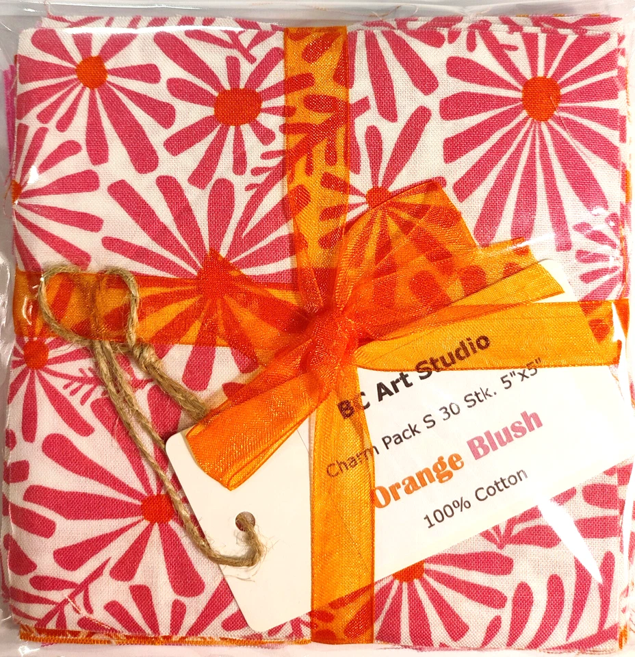 Patchworkstoff Charm Pack 5inch Makower Riley Blake Orange Blush 30Stk 12,7cm - Bild 2 von 4