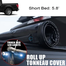 For 19-24 Dodge Ram 1500 5.7 Ft Short Bed Lock & Roll Up Tonneau Cover+LED Light