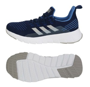 blue and white gym shoes