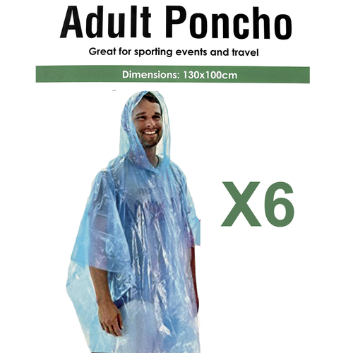 6x Adult Rain Coat Poncho Camping Free 
