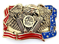 United States of America Eagle Patriotic Belt Buckle in Goldtone