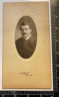 RARE c.1900's CABINET CARD SHARP DRESSED MAN SUIT NECKTIE PRATT PHOTO AURORA ILL