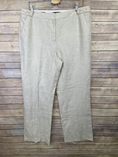Talbots NWT Windsor Curvy Women's Size 14 Curvy 100 Linen Pants Wide Leg Beige