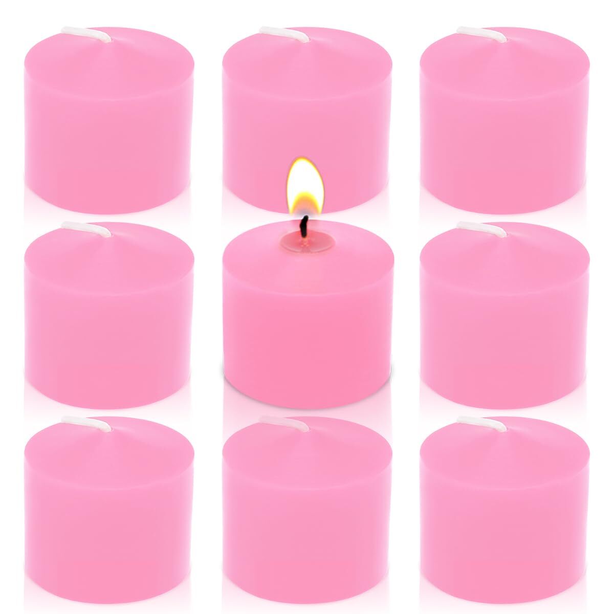 Pink Unscented Votive Candles 9-Pack for Valentine's Day & Dinner Decor