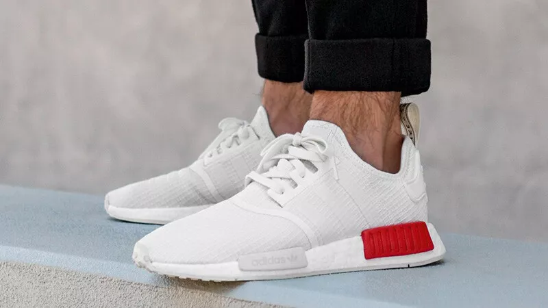 cualquier cosa agudo Indulgente Adidas Originals NMD R1 BOOST Nomad B37619 White Off White Lush Red Men 8  Shoes | eBay