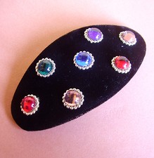 1269 / black velvet clasp and color cabochon