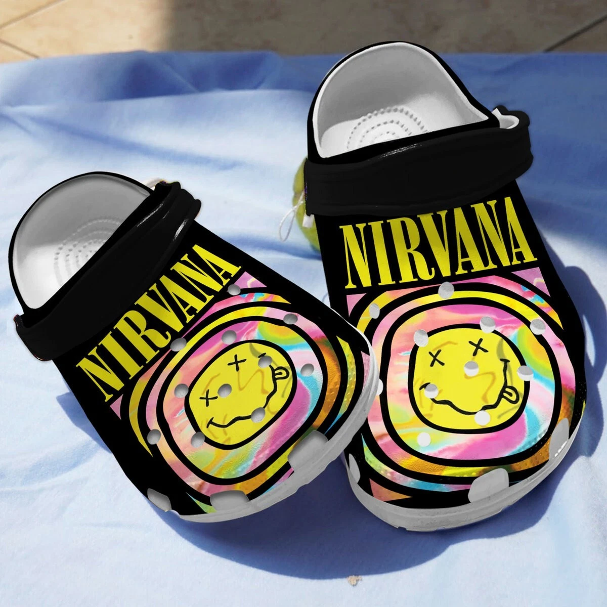 Retro Rock Band Smile Face Clogs Shoes