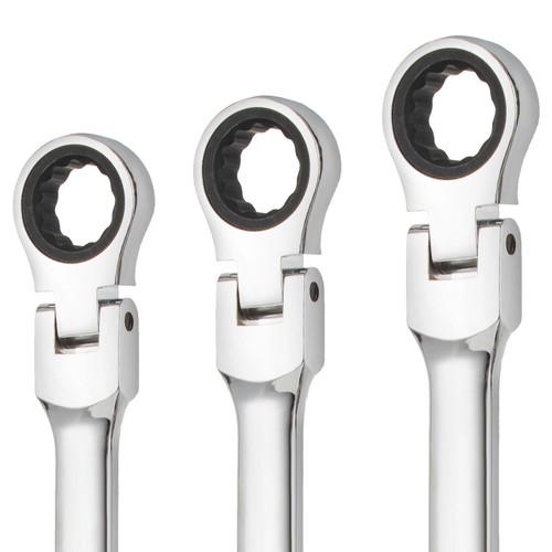 Juego de llaves de trinquete de cabeza flexible métrica de 6 piezas de 8-19 mm extra largas de doble caja - Imagen 9 de 13