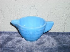 Akro Agate Small Stacked Disc and Interior Panel Creamer Opaque Blue