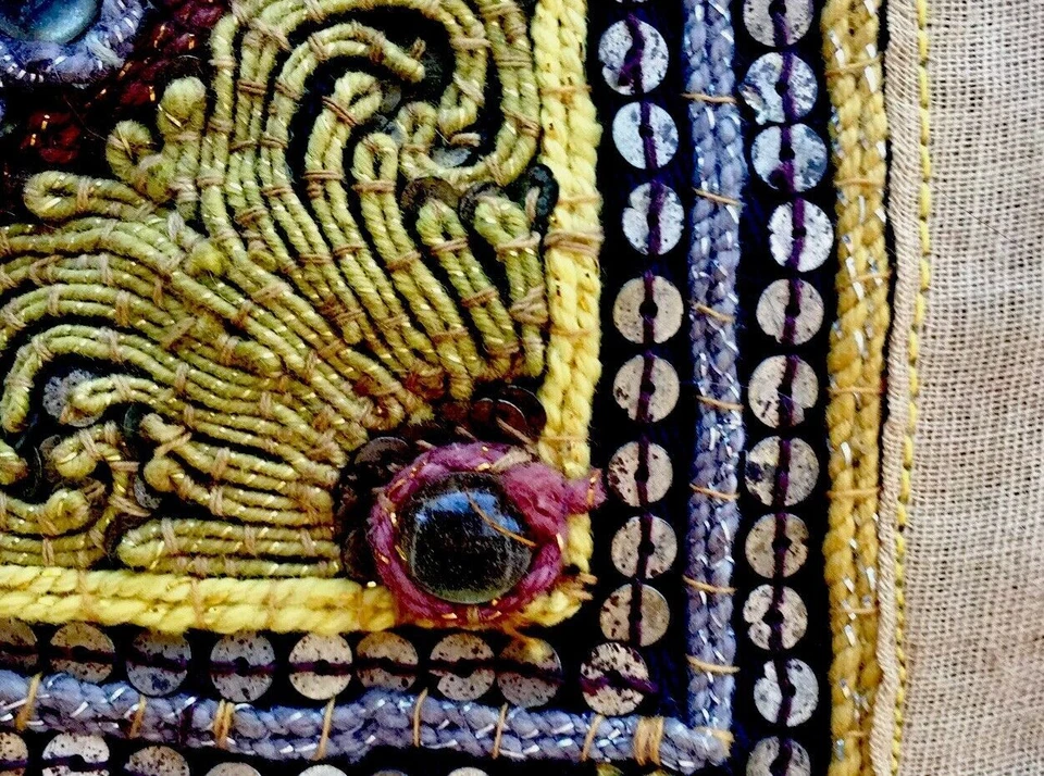 Antique, Hand Embroidered Elephant from India - Image 4 of 4