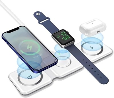 Fast Wireless Charger, 3-in-1 Magnetic Wireless Charger Charging Station,
