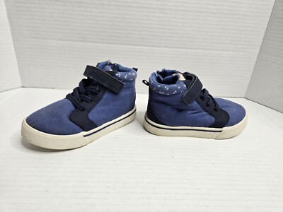 Toddler Boy's Size 8 Oshkosh Shoes Blue High Top Sneaker White Anchor Nautical 