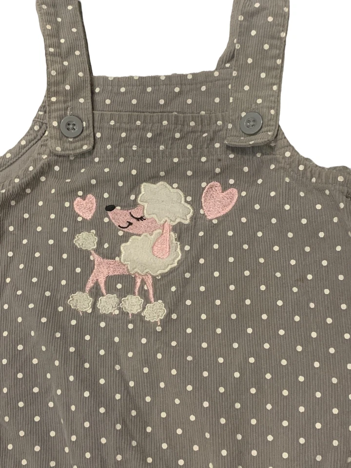 灯芯绒套衫连衣裙女孩 2T 灰色白色 Polkadot Poddle 狗 2017 — 第 2/4 张图片