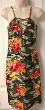 Y2K Absolutely it! spaghetti strap camo floral short bodycon dress size M